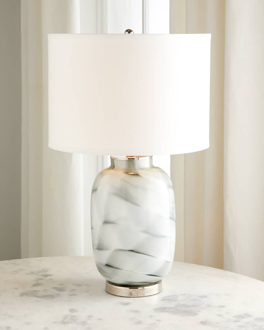 Image 2 of 2: Gray Swirl Glass Table Lamp