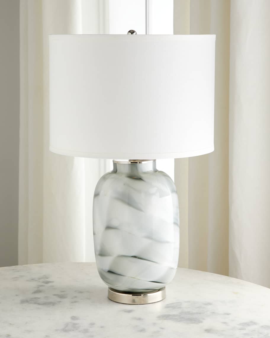 Image 1 of 2: Gray Swirl Glass Table Lamp