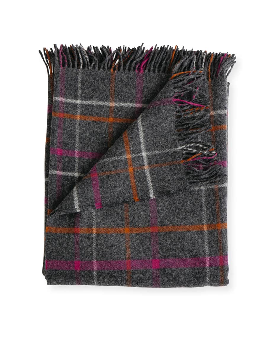 Image 1 of 1: Merino Lambswool Patterned Throw, Ledge Plaid