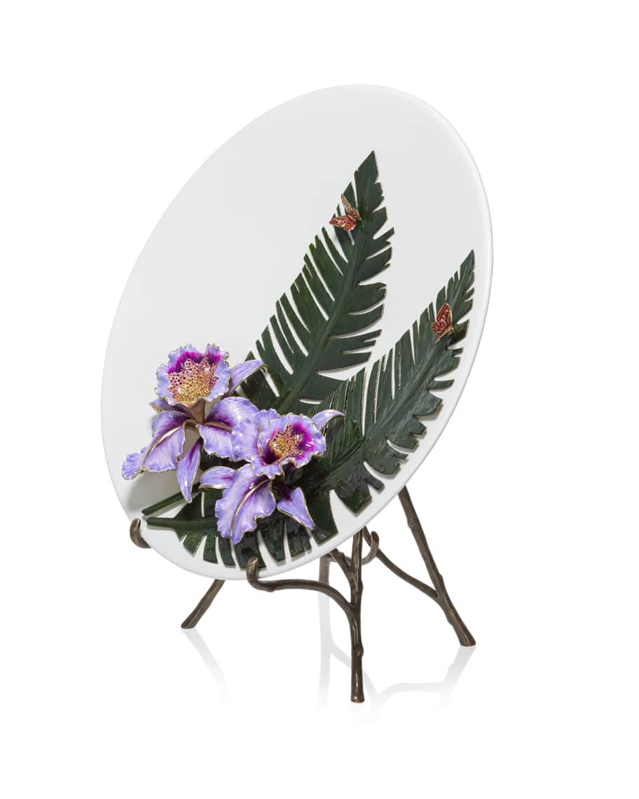 Image 3 of 4: Orchid/Banana Leaf Platter with Stand