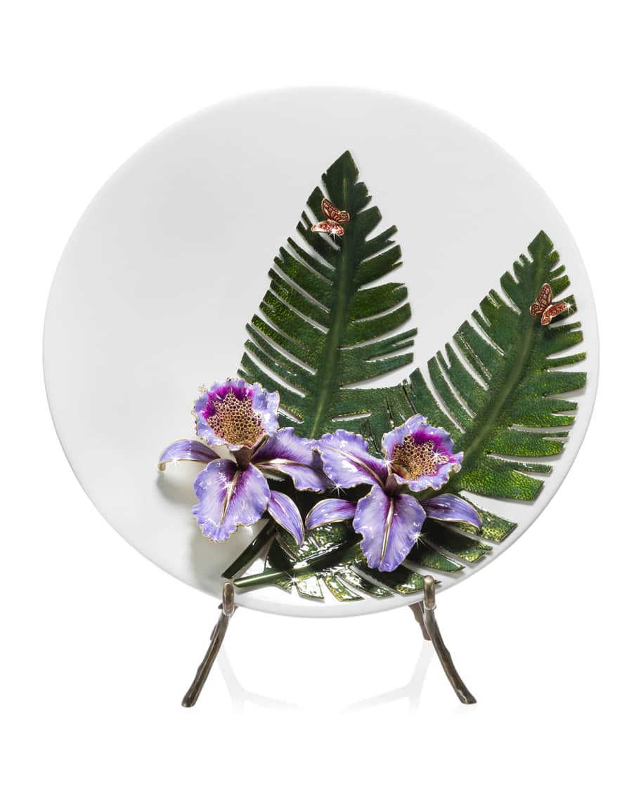 Image 1 of 4: Orchid/Banana Leaf Platter with Stand