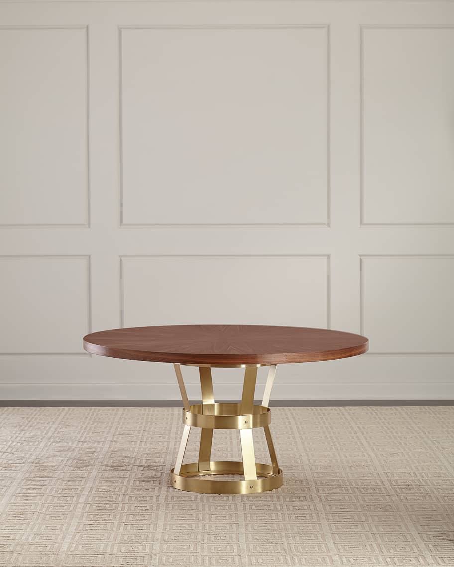 Image 1 of 5: Round Walnut Dining Table