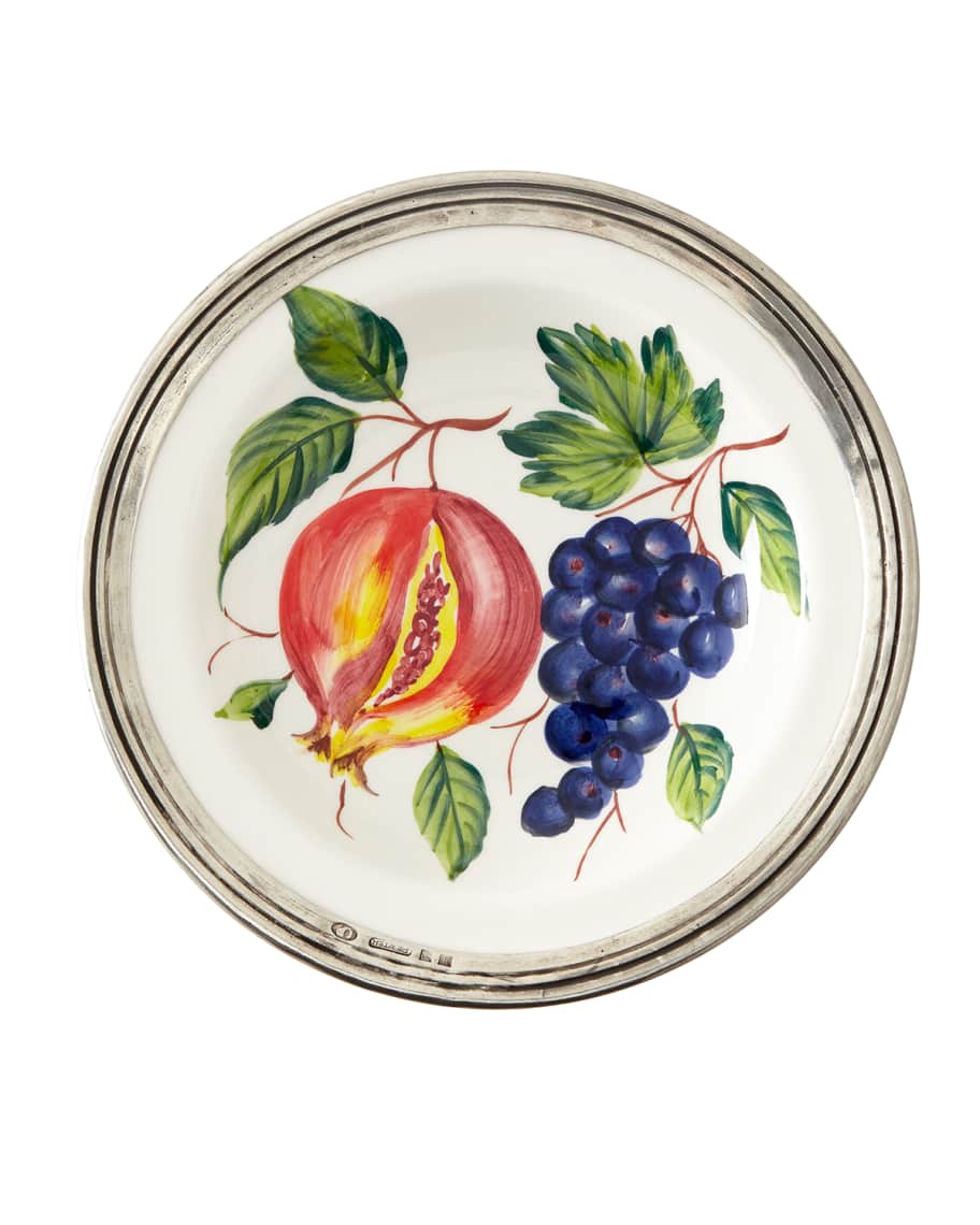 Image 1 of 1: Fruit Pewter & Ceramic Soup Bowl