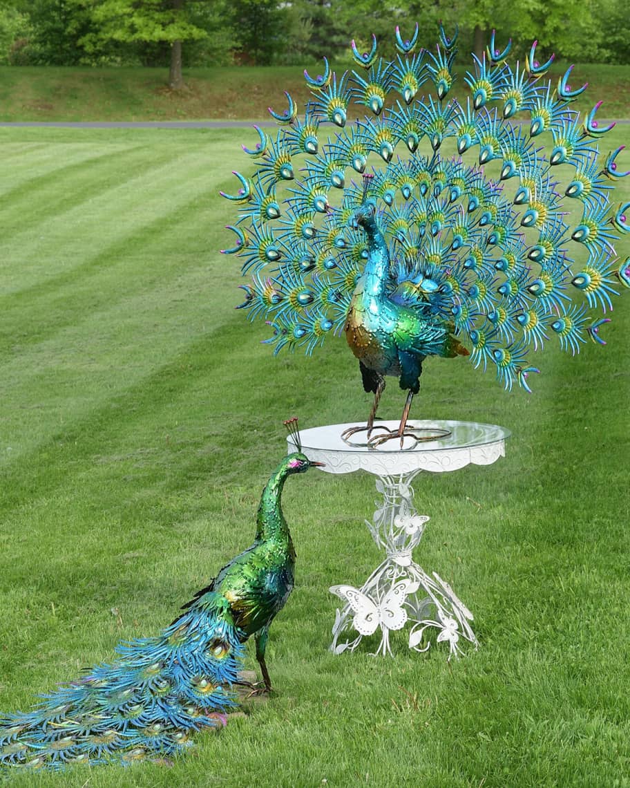 Image 1 of 3: Large Colorful Peacocks, Set of 2