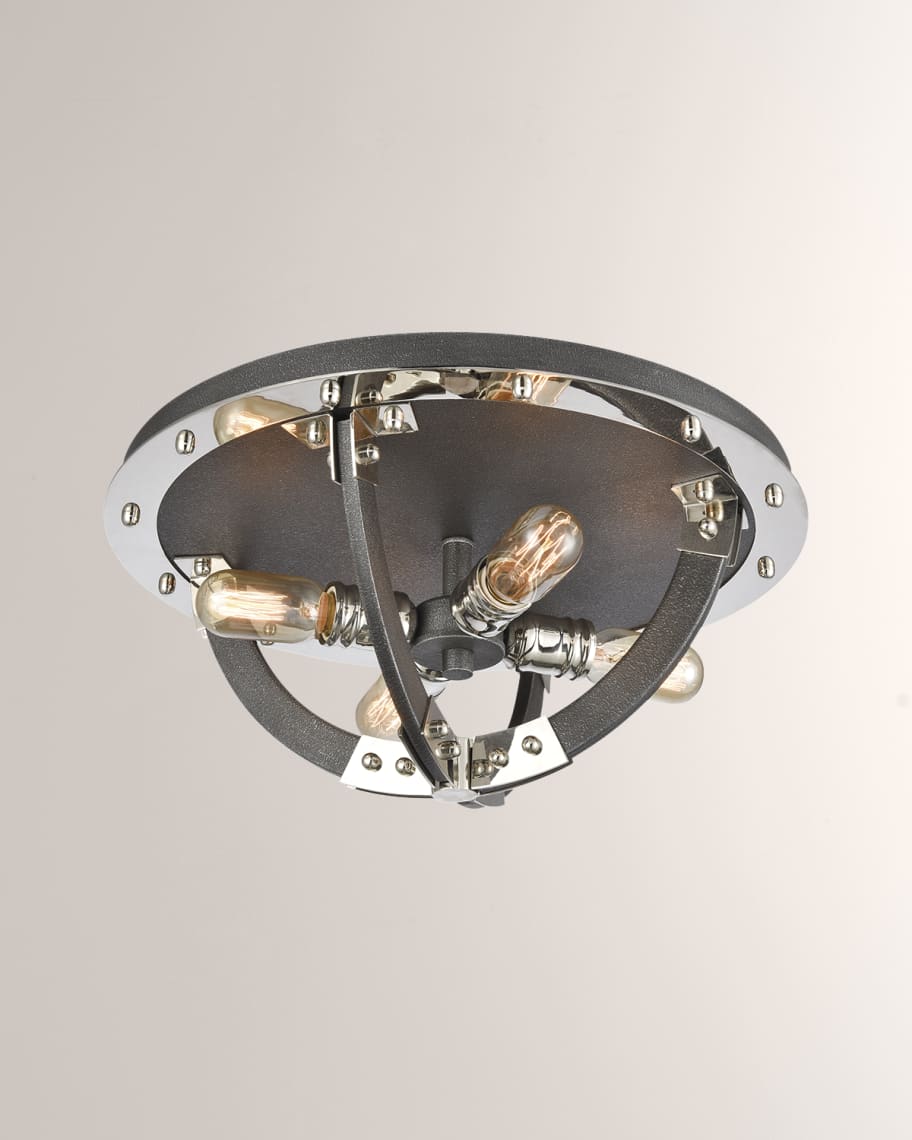 Image 1 of 1: Riveted Plate 4-Light Flush Mount