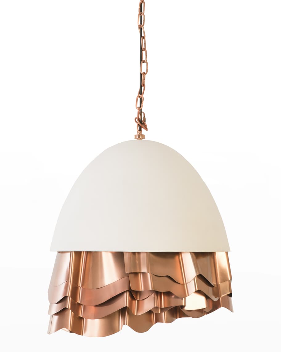Image 1 of 2: Ruffle Chandelier, White/Copper