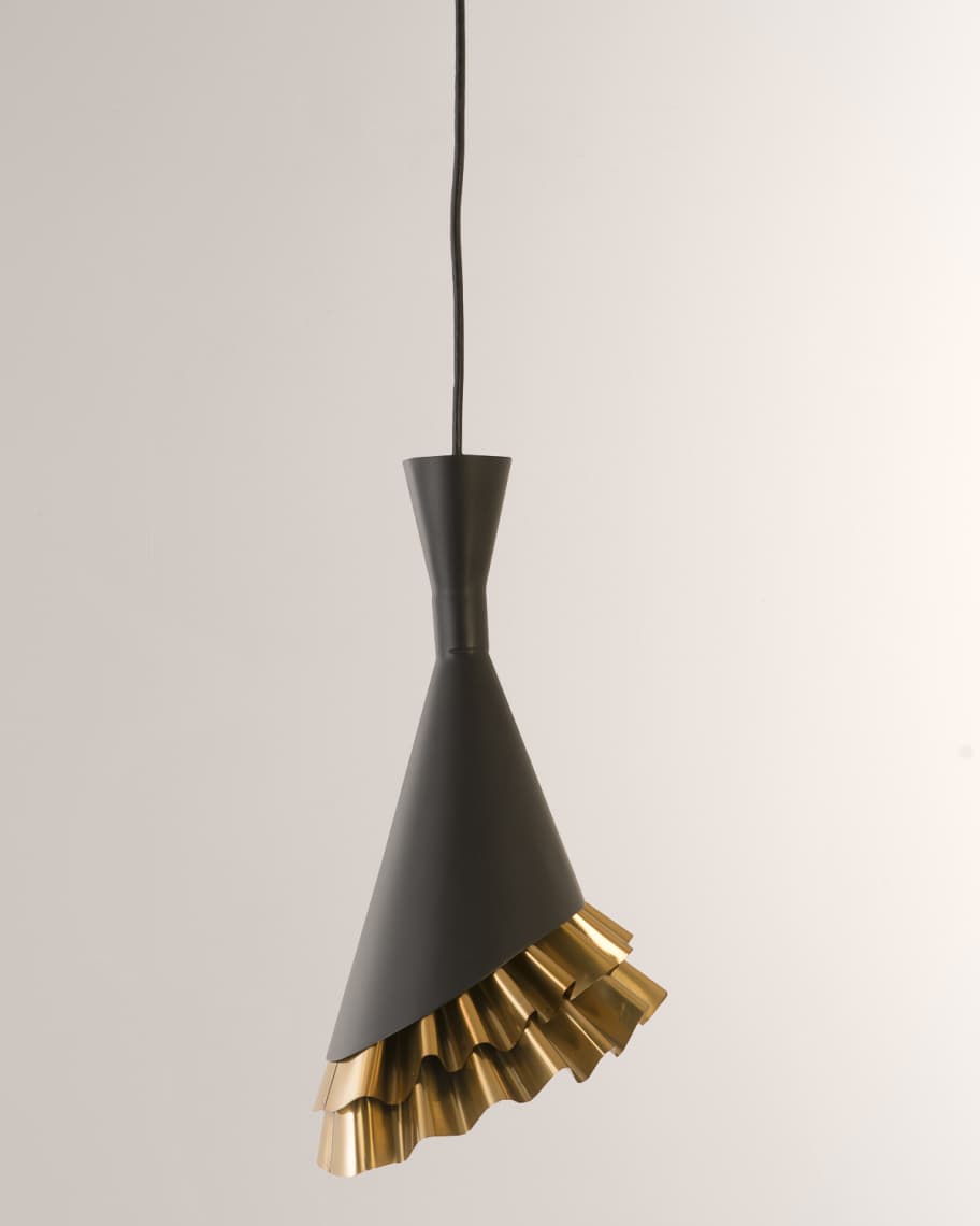 Image 1 of 1: Ruffle Pendant, Black/Brass