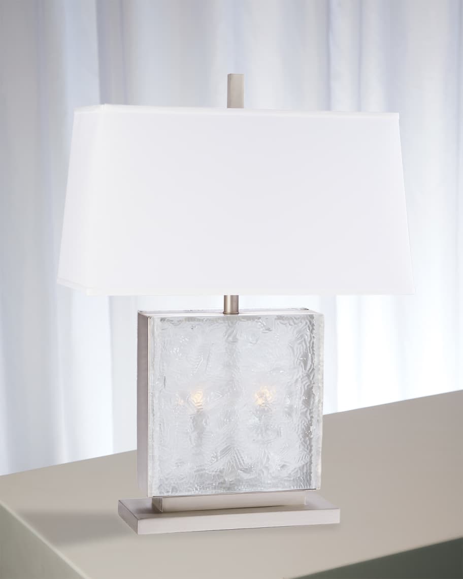 Image 2 of 2: Cube Slab Table Lamp - Antique Nickel