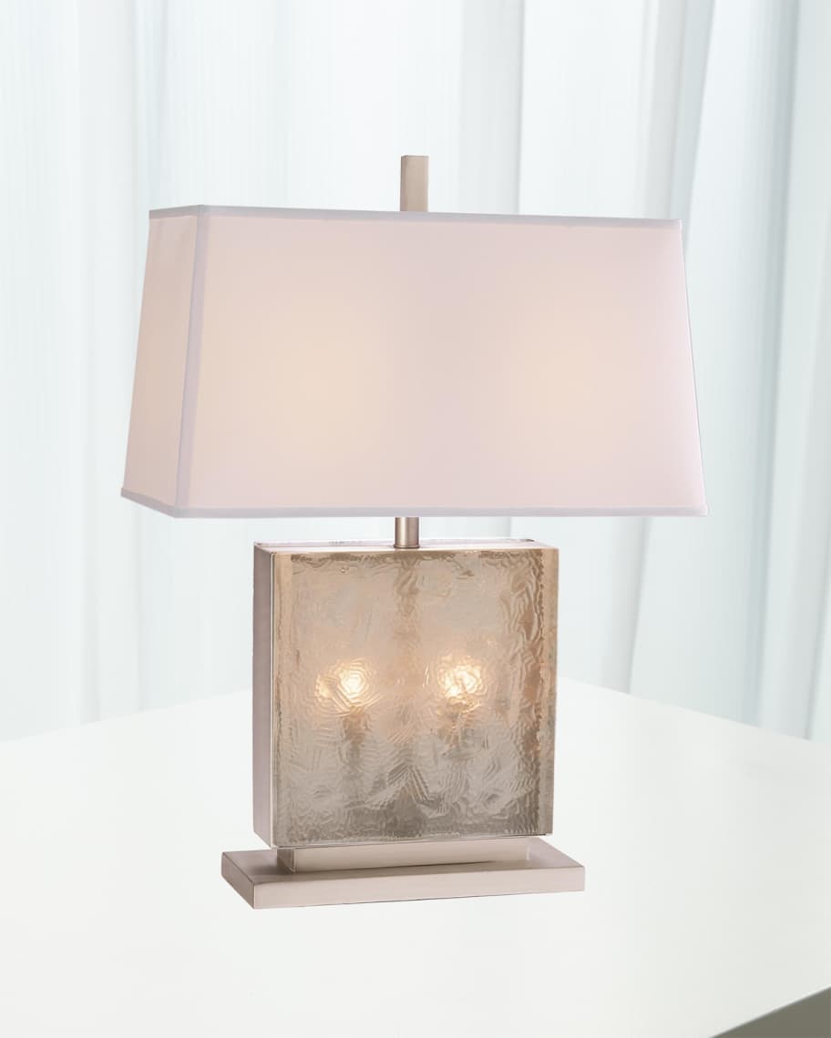 Image 1 of 2: Cube Slab Table Lamp - Antique Nickel