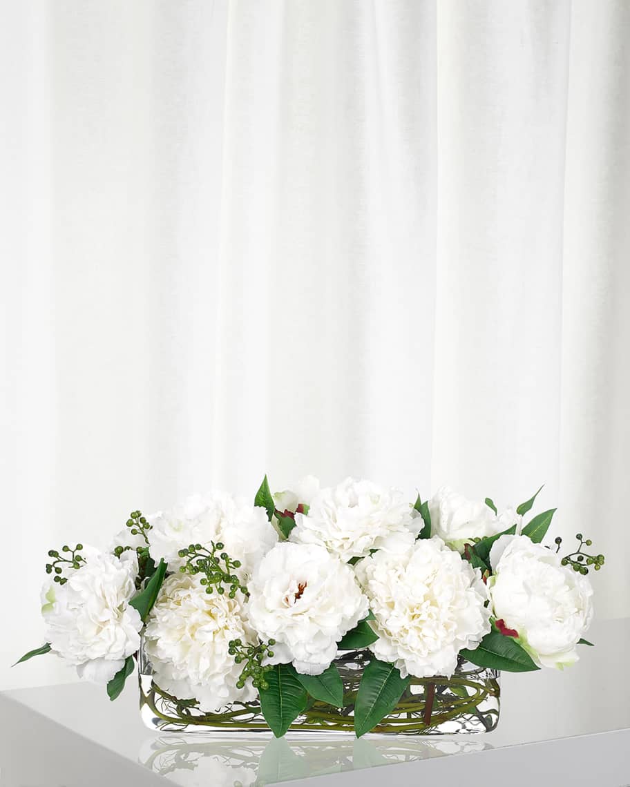 Image 1 of 1: White Peony Arrangement in Glass Vase