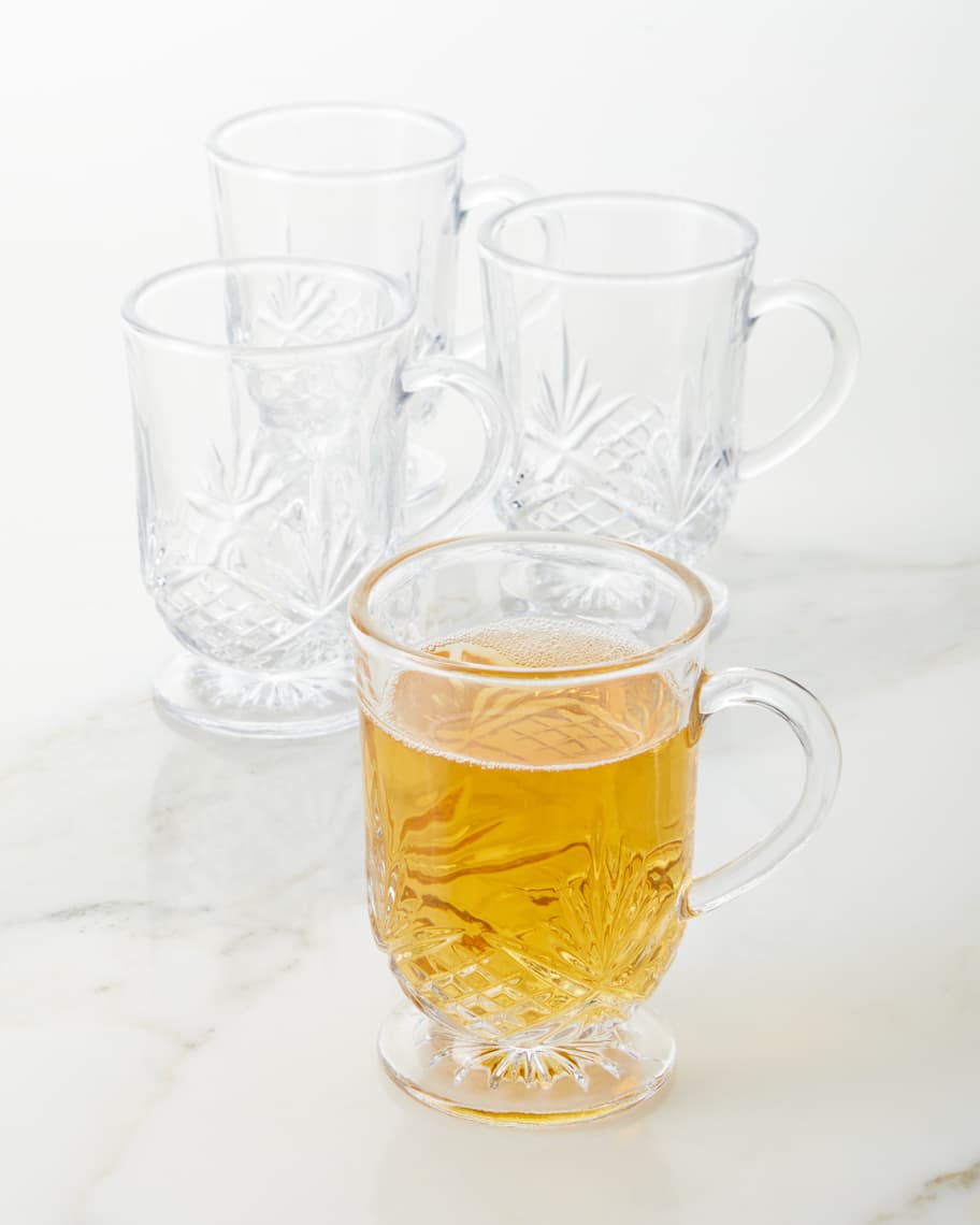 Image 1 of 1: Footed Glass Mugs, Set of 4