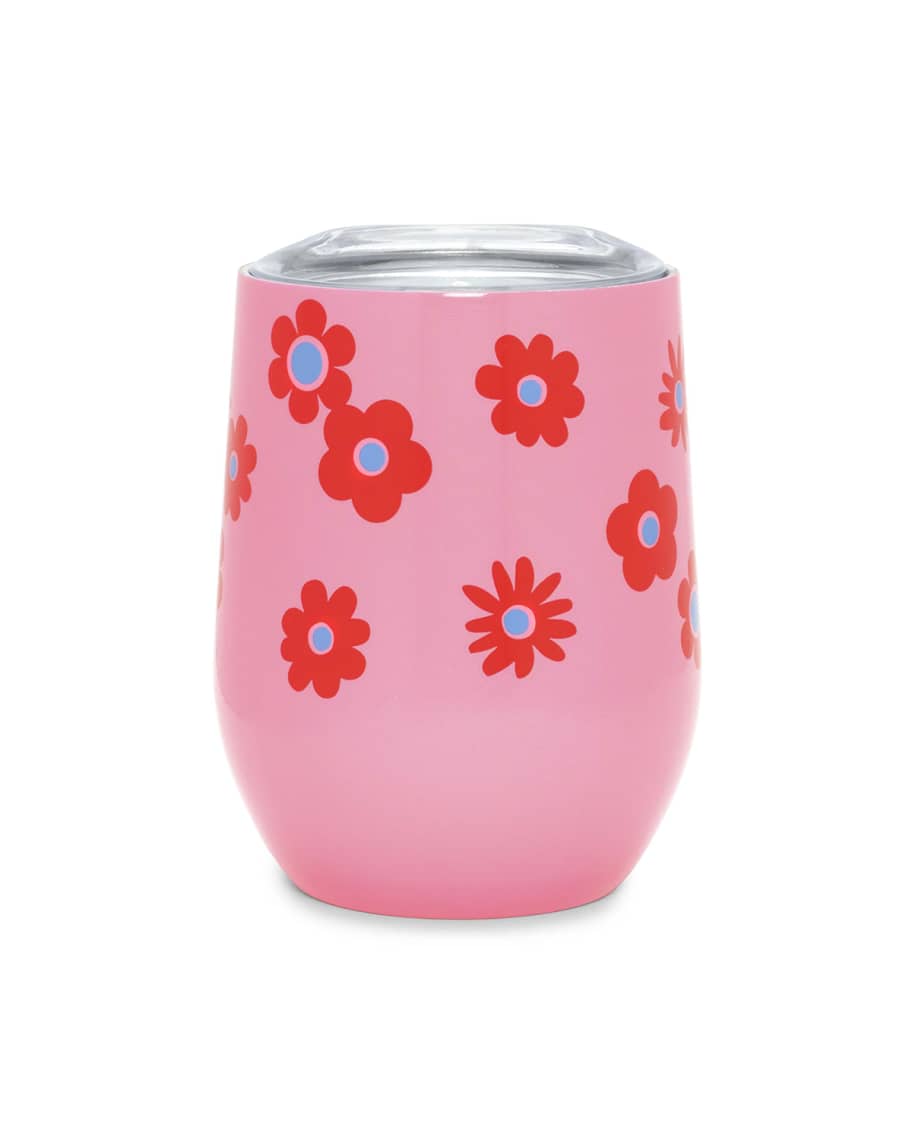 Image 1 of 2: Daisy Stainless Steel Wine Glass with Lid