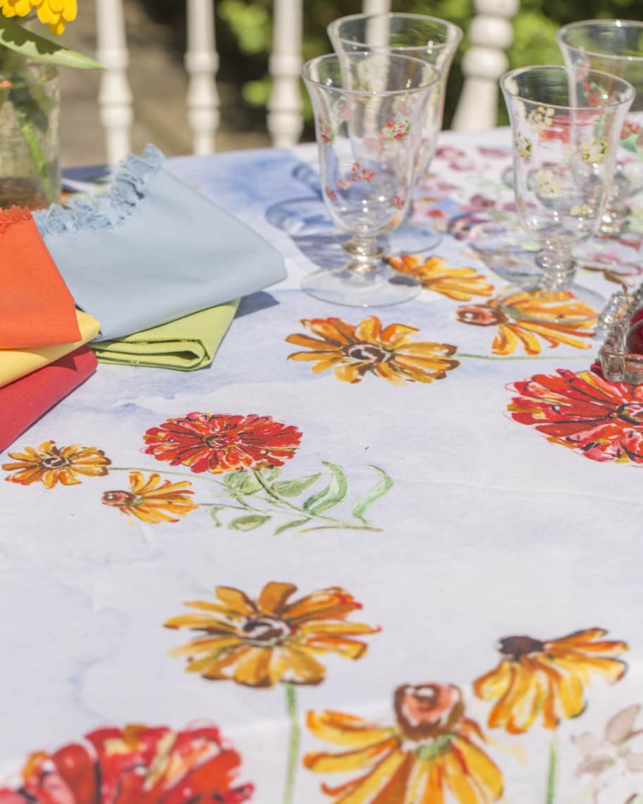 Image 2 of 3: Zinnia Watercolor Dining Tablecloth