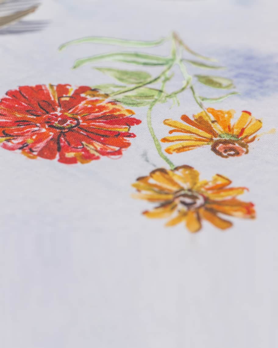 Image 3 of 3: Zinnia Watercolor Dining Tablecloth