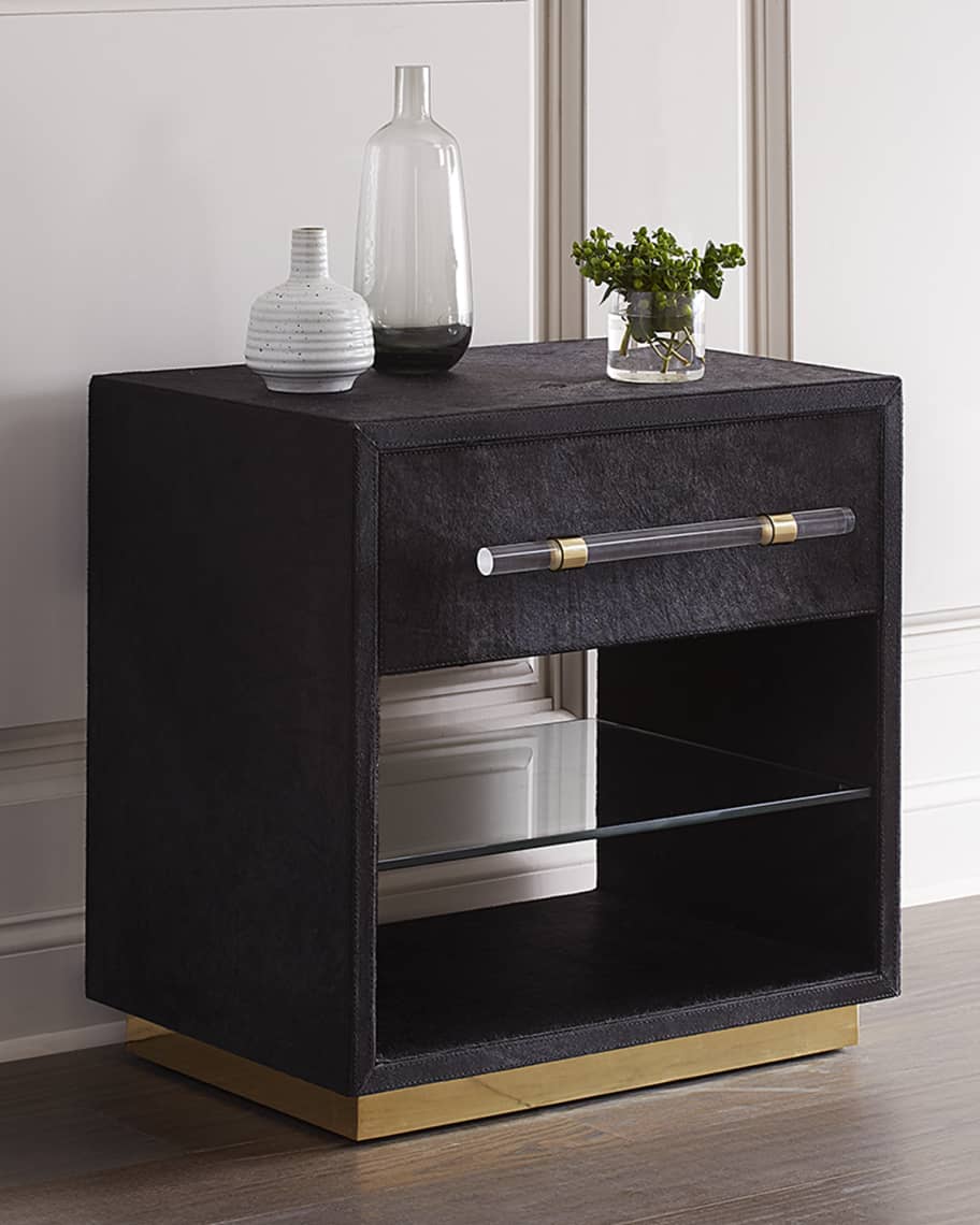 Image 1 of 2: Cassian Hairhide Bedside Chest