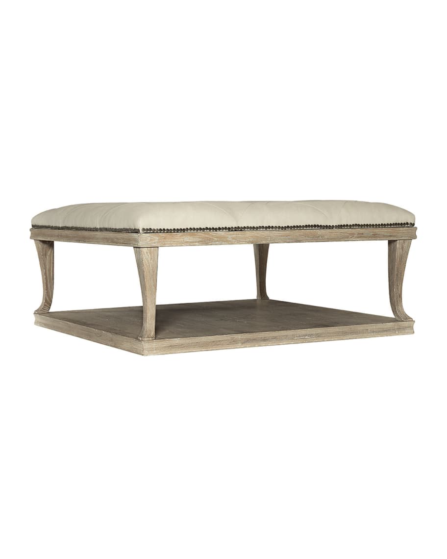 Image 2 of 5: Rustic Patina Upholstered Coffee Table