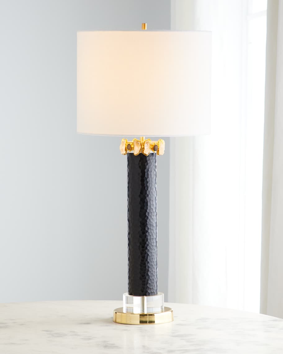 Image 3 of 3: Stone Gold & Black Glass Lamp