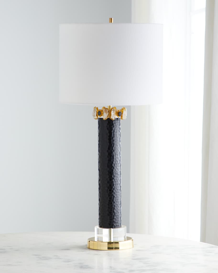 Image 1 of 3: Stone Gold & Black Glass Lamp