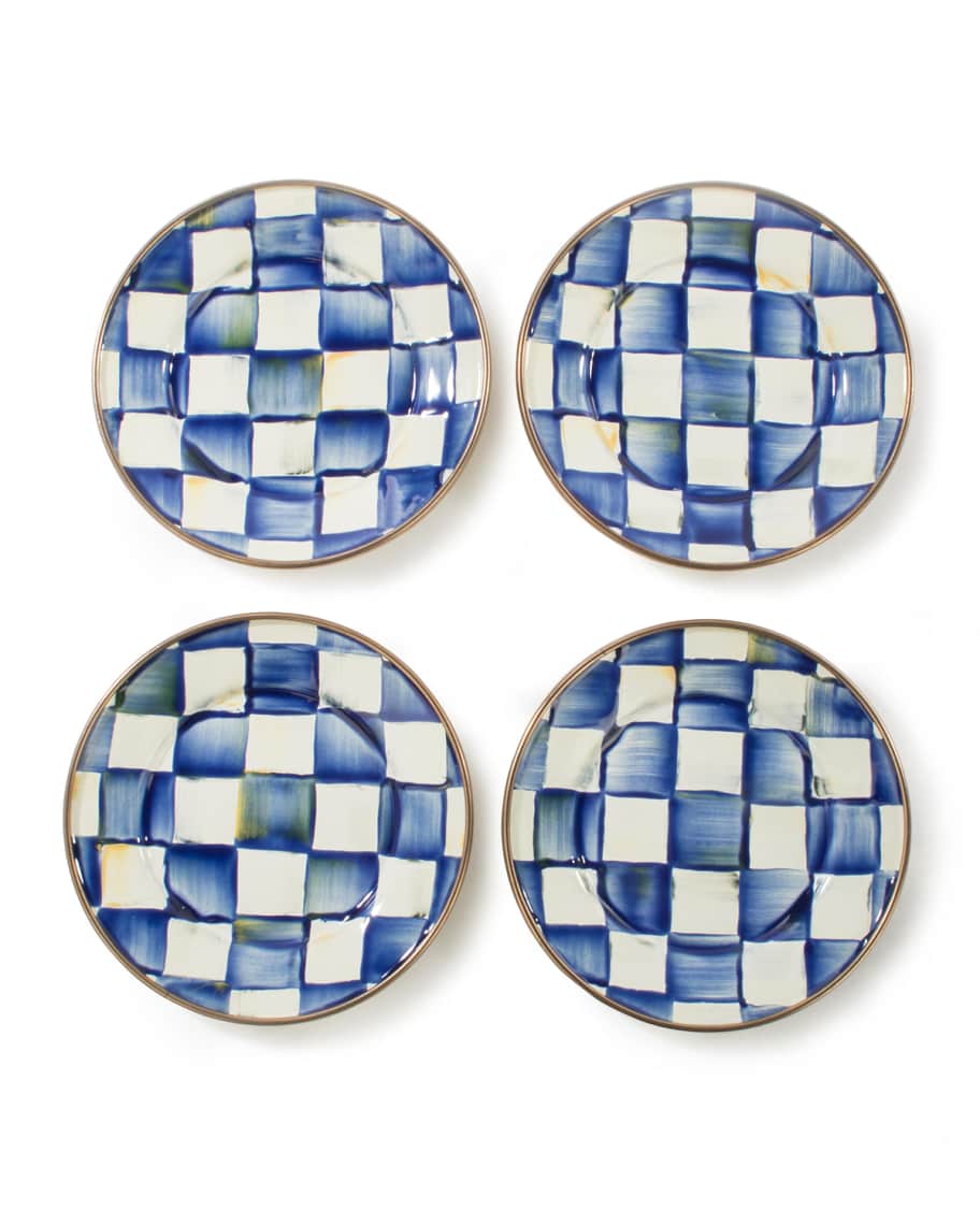 Image 1 of 2: Royal Check Canape Plates, Set of 4