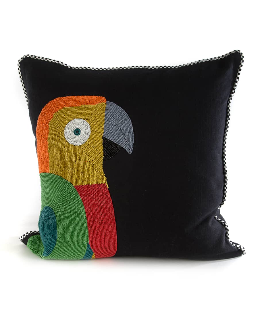 Image 1 of 2: Beaded Parrot Pillow