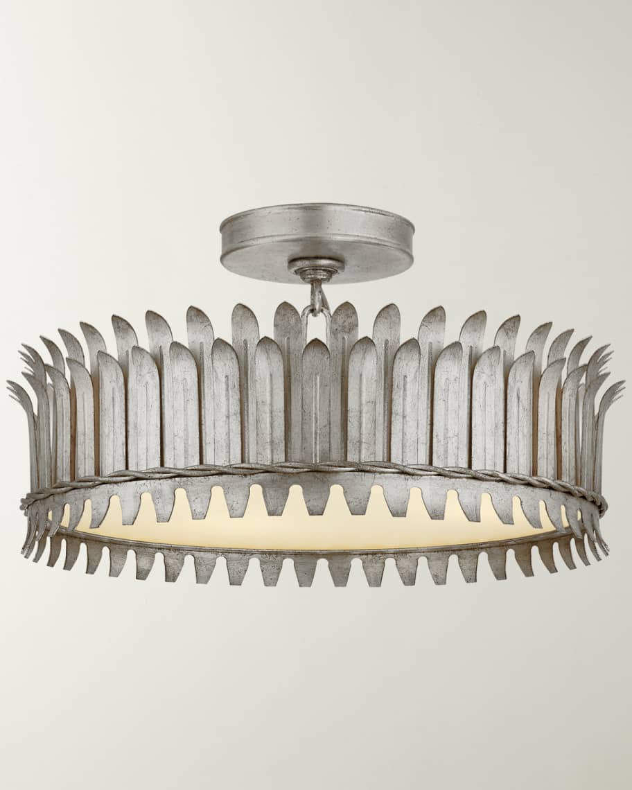 Visual Comfort Leslie 16 inch Semi Flush Burnished Silver Leaf
