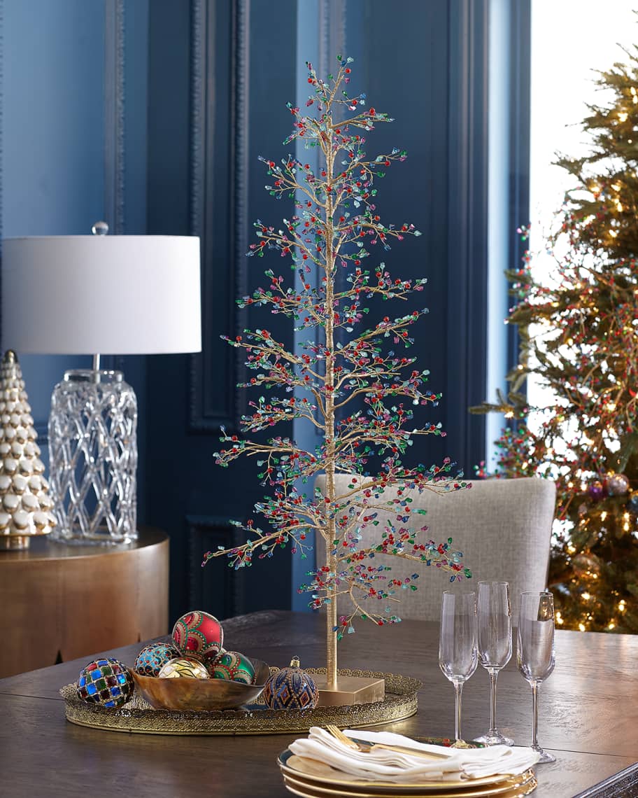 Exclusive 37" Loop Wire Tabletop Christmas Tree with Multicolor Glass