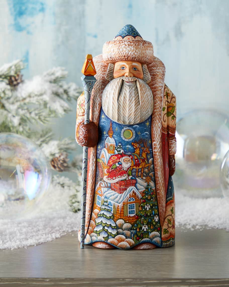 Image 1 of 1: Special Delivery Wood-Carved Santa, Limited Edition in Wooden Chest