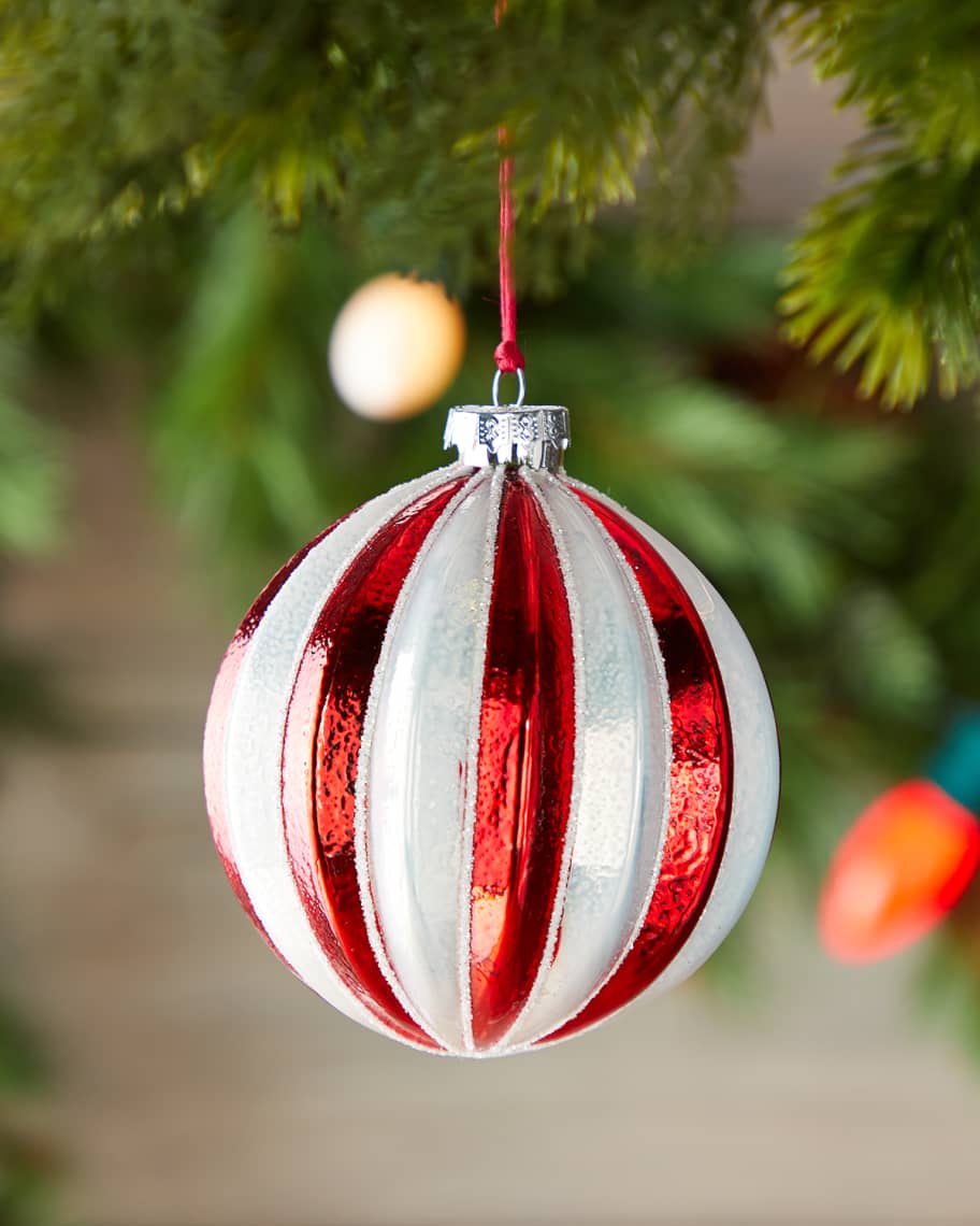 Jim Marvin 100mm Ribbed Ball Christmas Ornament | Horchow