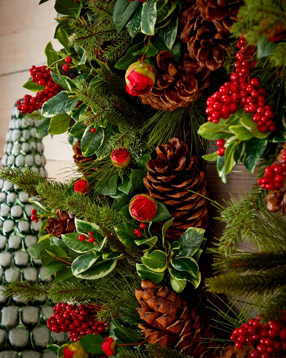 Image 2 of 2: Pine Cone Berry Wreath - 36"
