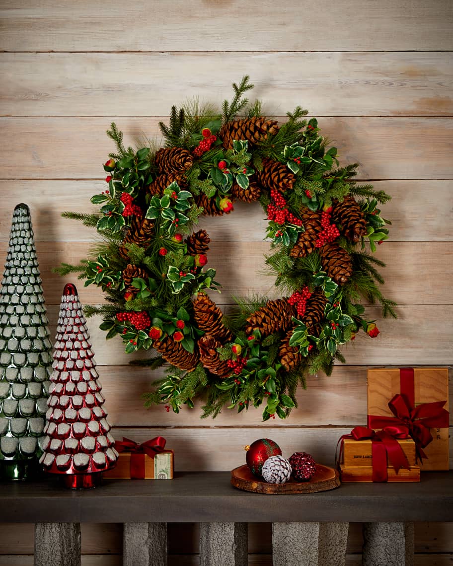Image 1 of 2: Pine Cone Berry Wreath - 36"