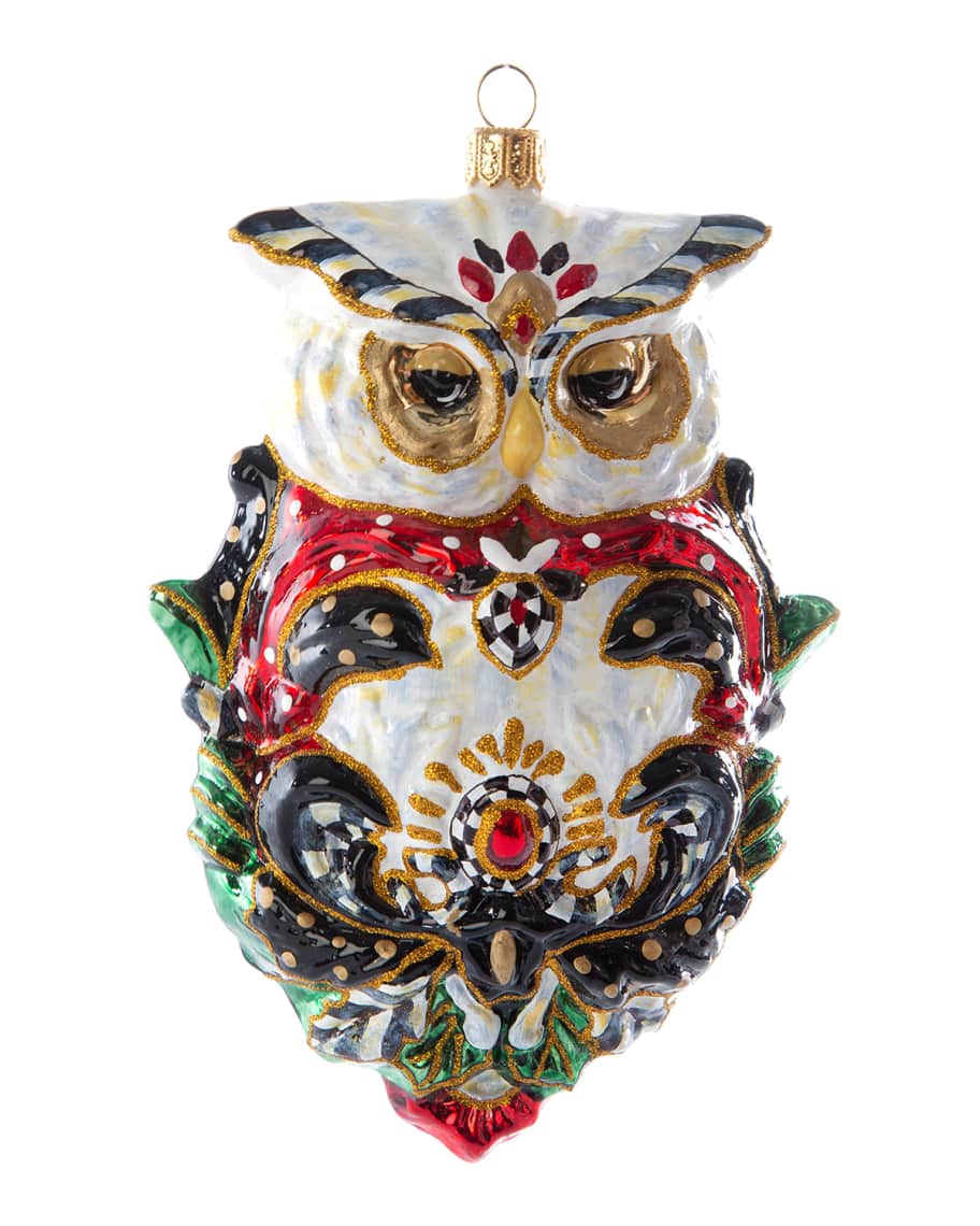 MacKenzieChilds Glass Ornament Jolly Owl Horchow