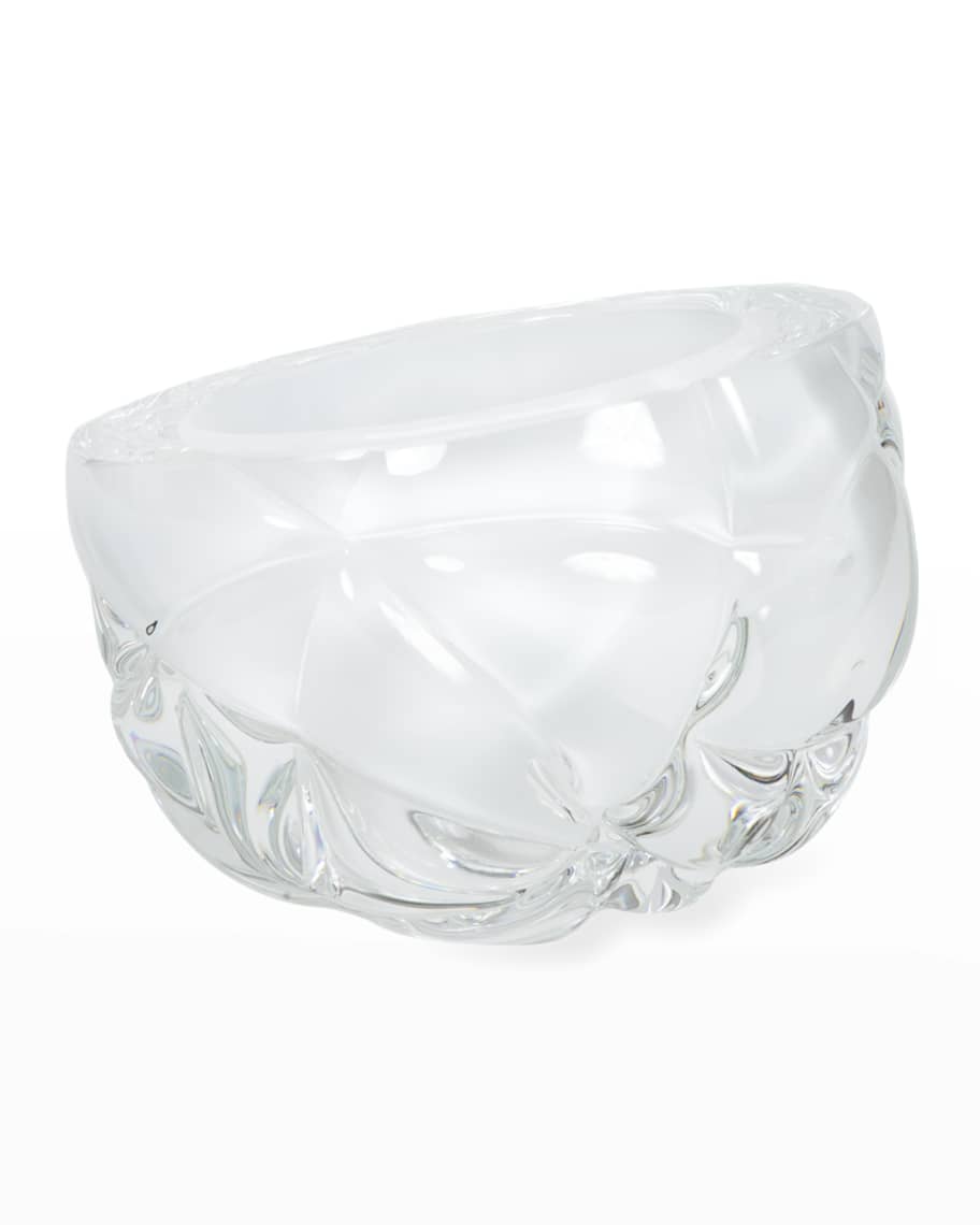 Image 2 of 2: Cut Hand-Blown Glass White Vase - Medium