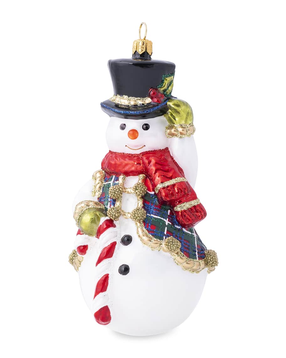 Image 3 of 4: Berry & Thread Tartan Snowman Ornament