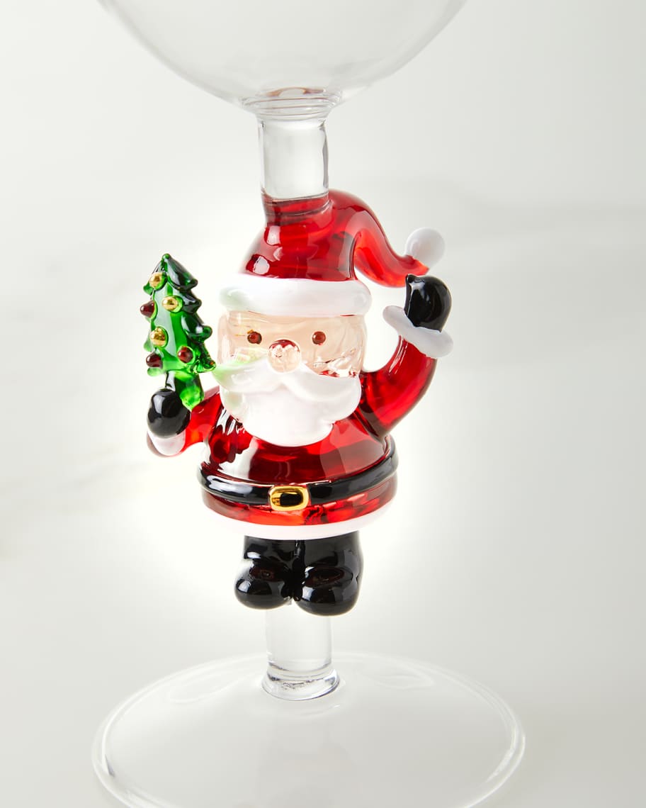 Image 3 of 3: Figural Santa Wine Glasses, Set of 2