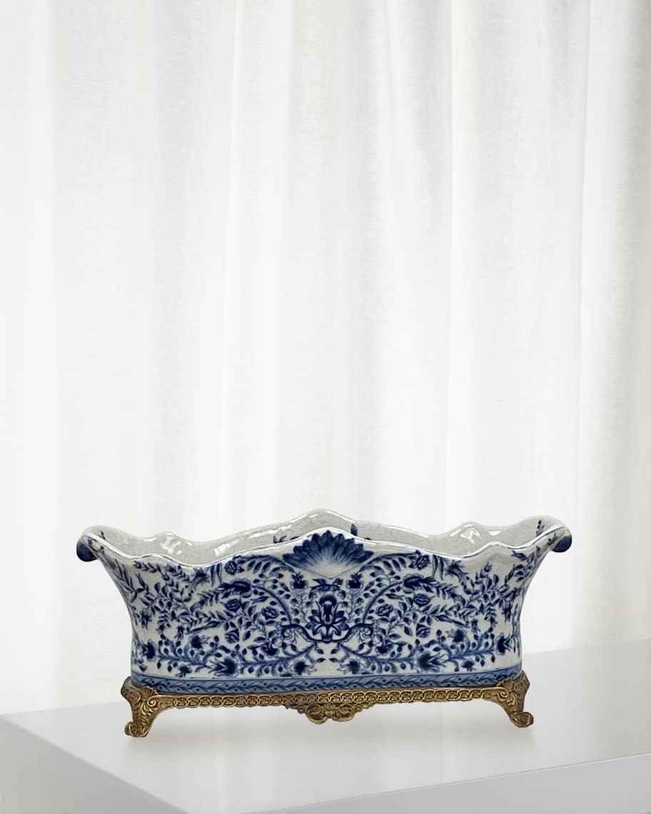 Image 1 of 1: Blue and White Planter