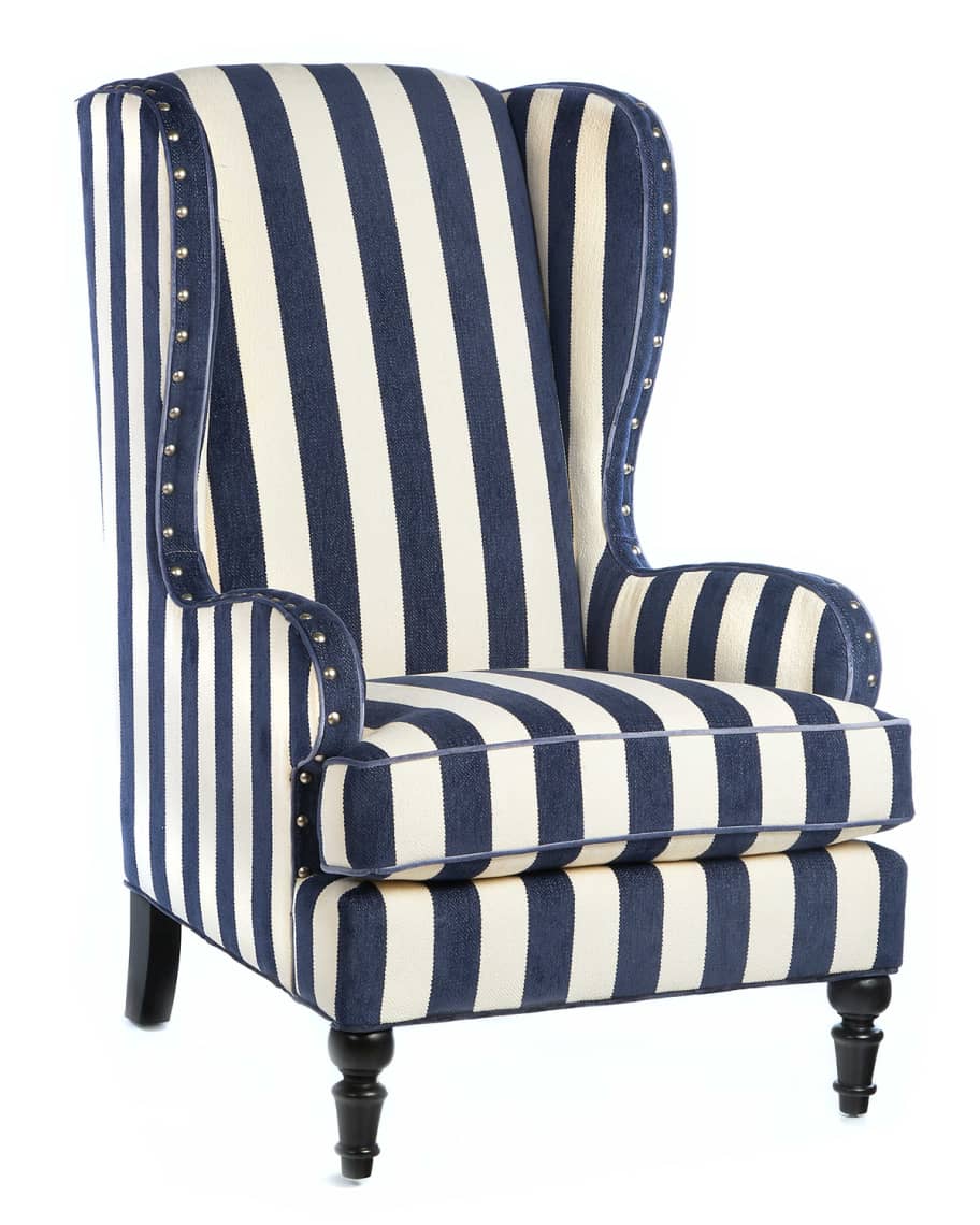 MacKenzie Childs Marquee Chenille Wing Chair Horchow