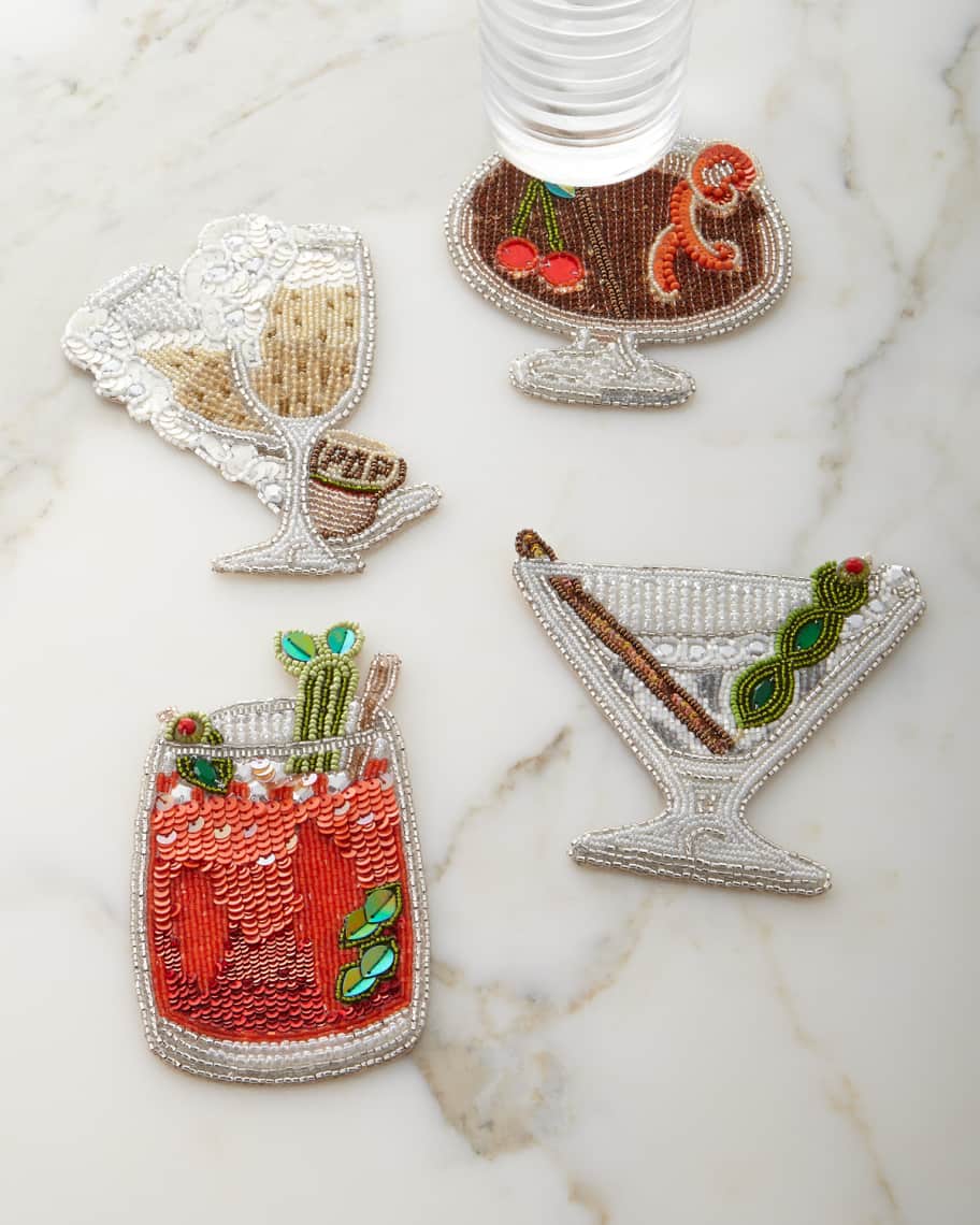 Image 1 of 1: Happy Hour Beaded Cocktail Coasters, 4-Piece Set