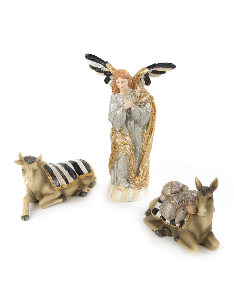 Image 1 of 4: Silver Lining Angel & Animal Nativity Figurines, Set of Three
