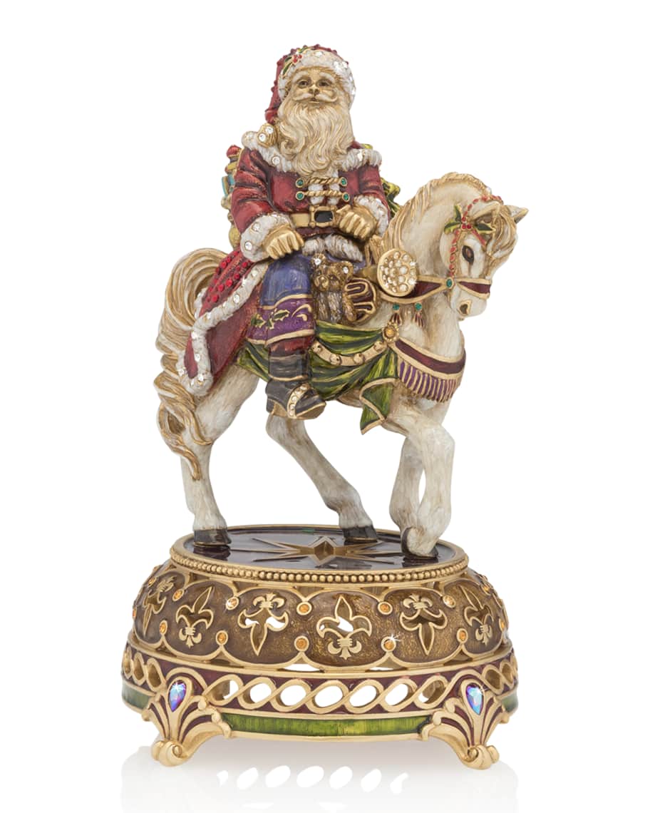 Image 3 of 5: Santa Equestrian Musical Figurine