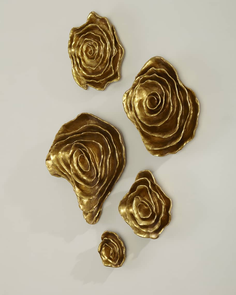 Jamie Young Freeform Floral Wall Plaques Golden Finish, Set of 5 Horchow