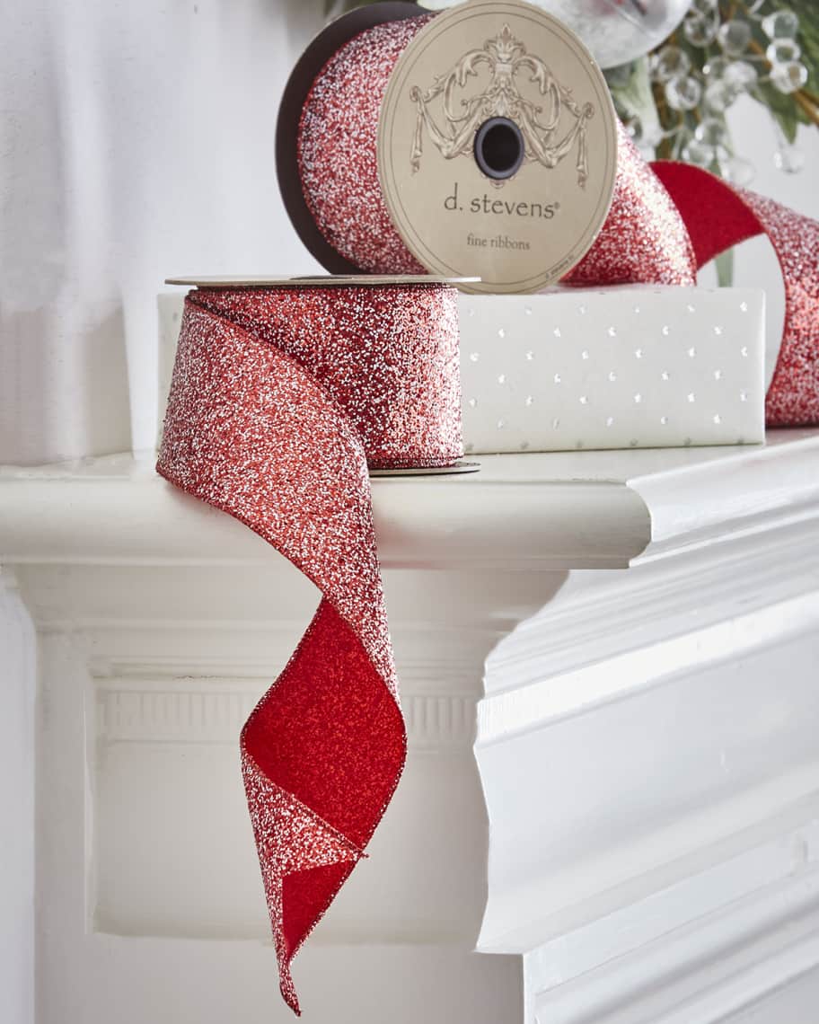 Image 1 of 1: Metallic Ribbon with Red and White Glitter