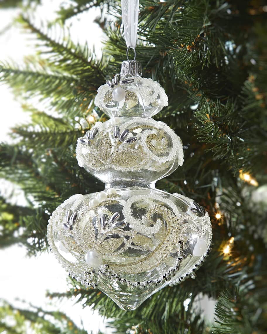 Image 1 of 1: Clear Drop Finial With Swirls Christmas Ornament