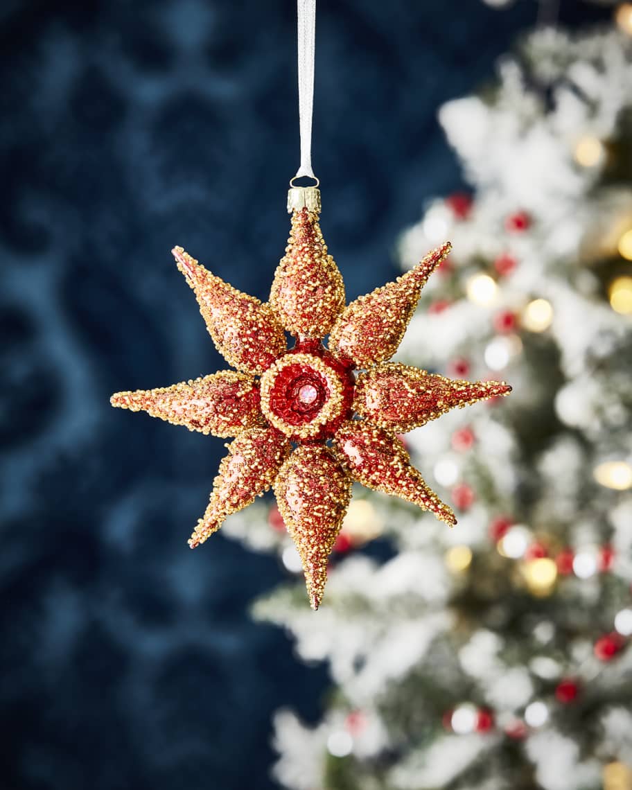 Image 1 of 1: Red Glitter Star Ornament