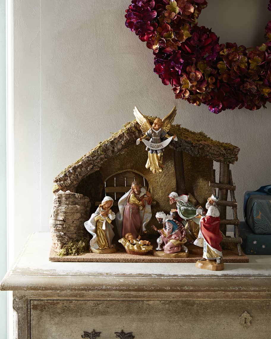 Image 1 of 4: 7-Piece Nativity Set with Italian Stable