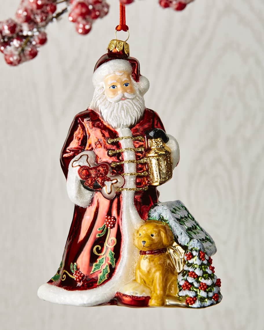 Image 1 of 1: Santa With Dog Christmas Ornament