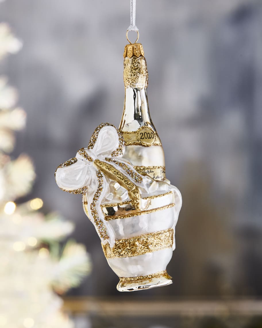 Image 1 of 1: Champagne Bottle 2020 Christmas Ornament