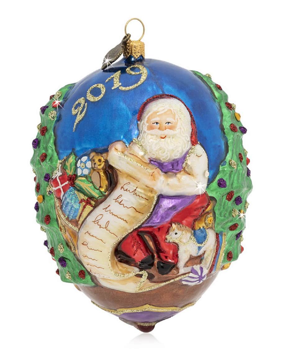 Image 1 of 2: 2019 Santa Glass Ornament