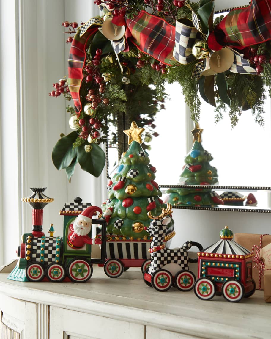 MacKenzie Childs NM Christmas Train Tea Set Horchow