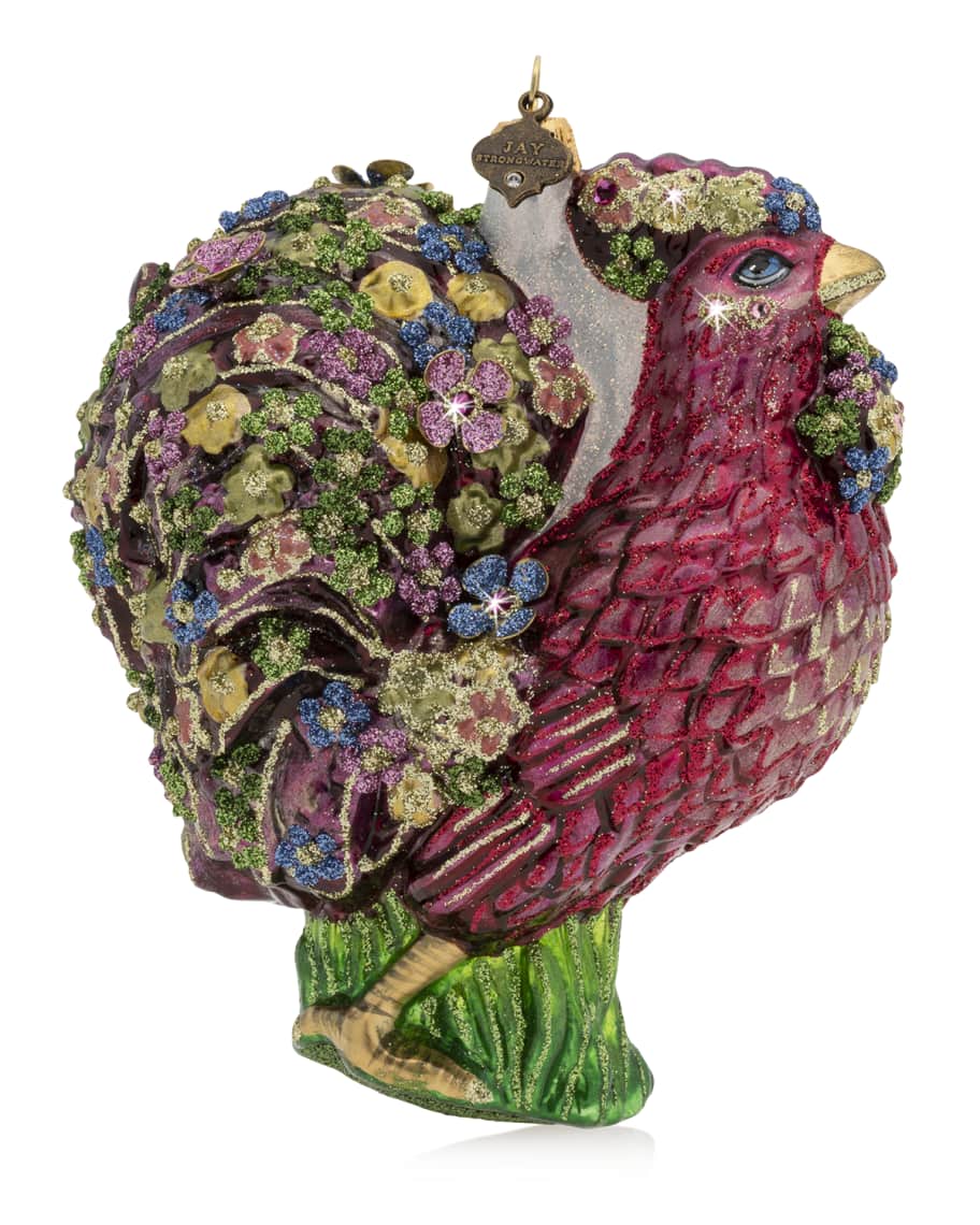 Image 1 of 1: Millie Fiori Rooster Glass Ornament