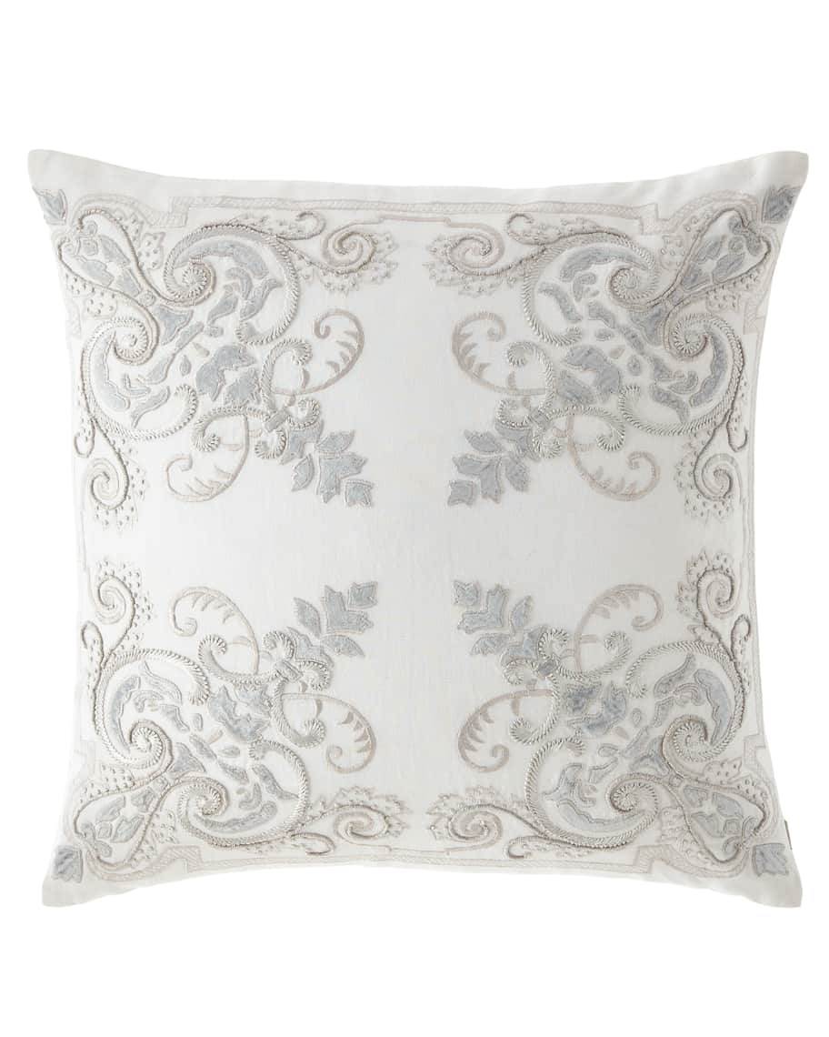 Callisto Home Troyes Embroidered Accent Pillow, 22"Sq. Horchow